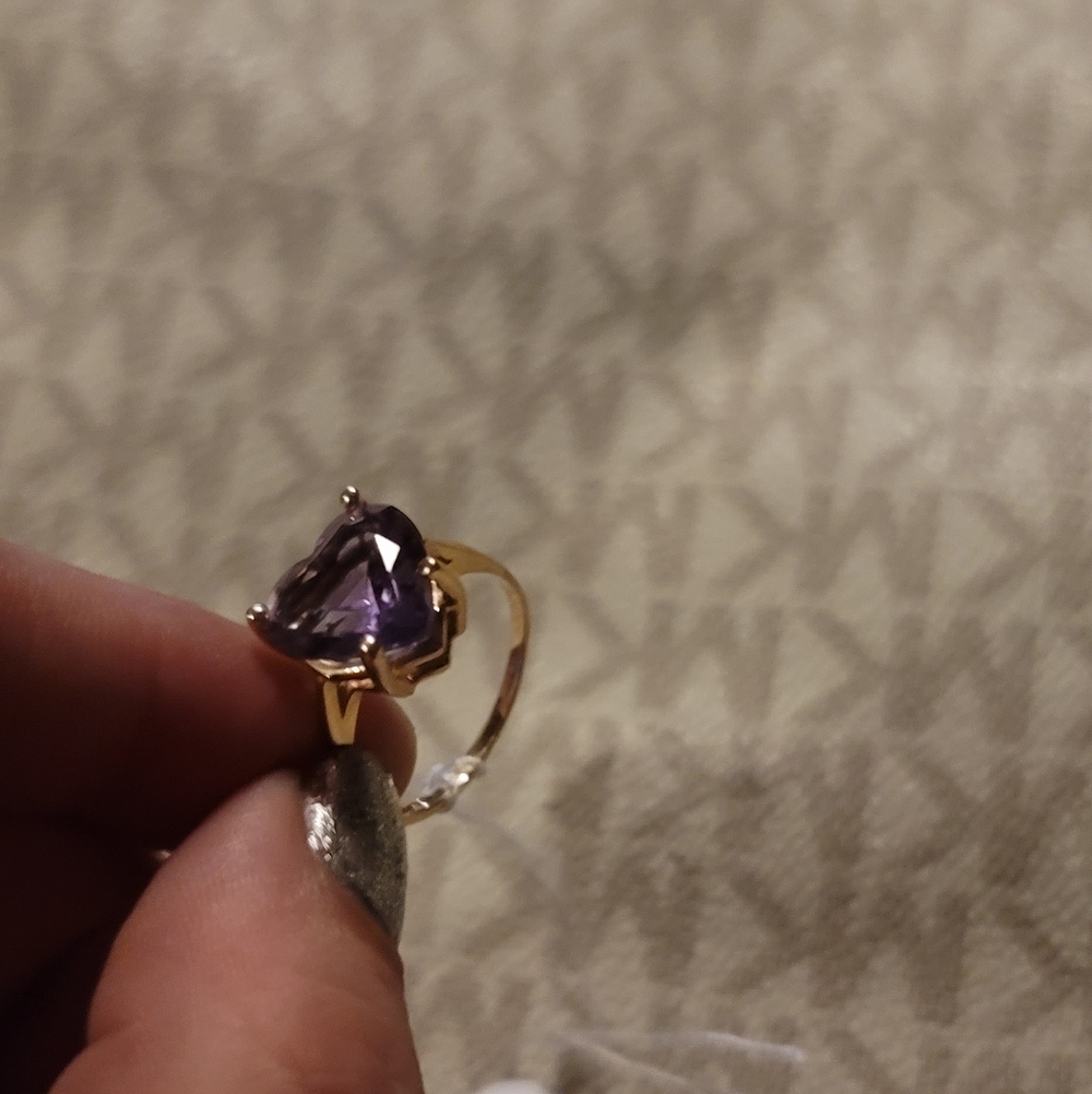 💜💍 Vintage 12K Plumb Gold Heart-Shaped Real Amethyst Ring - Size 6.5